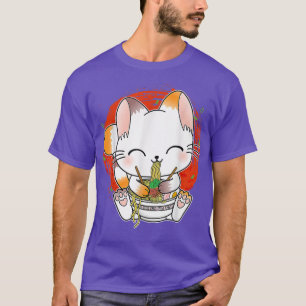 Ramen Cat Kawaii Anime Japanse voedselmeisjes Vrou T-shirt