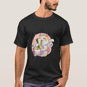 Ramen Cat Kawaii Anime Kat Eten Ramen Japans N T-shirt