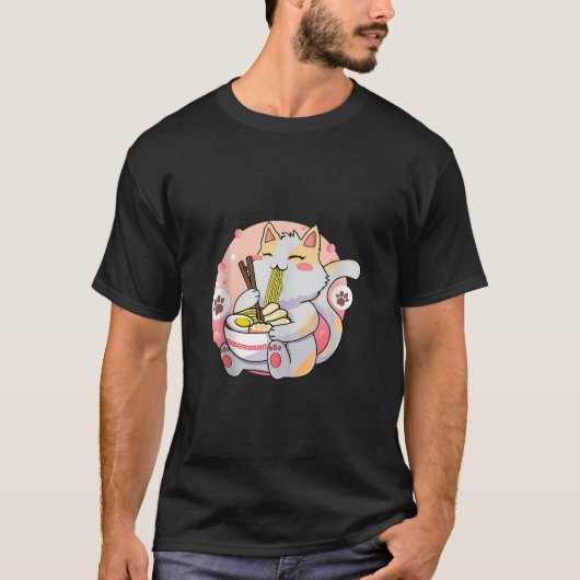Ramen Cat Kawaii Anime Kat Eten Ramen Japans N T-shirt (Voorkant)
