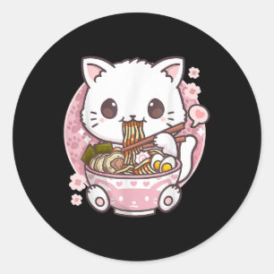 Ramen Cat Kawaii Anime Ramen Cat Cat Lovers Kawaii Ronde Sticker