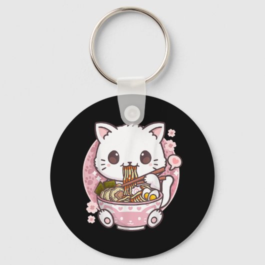 Ramen Cat Kawaii Anime Ramen Cat Cat Lovers Kawaii Sleutelhanger (Voorkant)