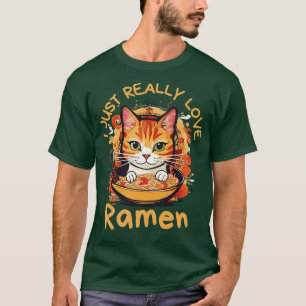 Ramen Cat Kawaii Kleding Otaku Kleding Manga T-shirt