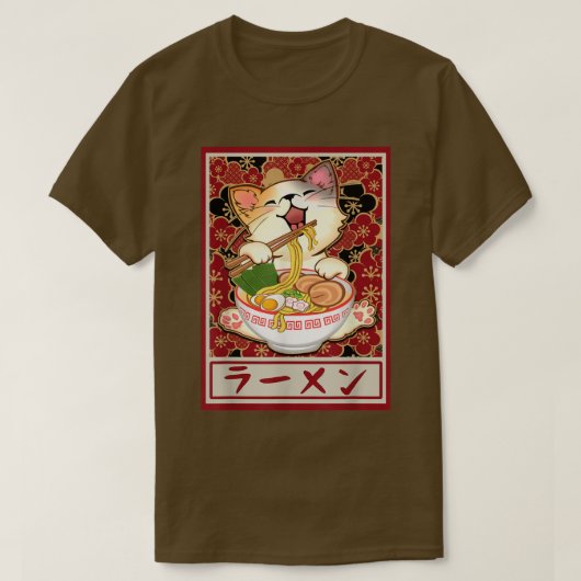Ramen Cat Kawaii Neko Anime Japanese Food Teens Bo T-shirt (Design voorkant)
