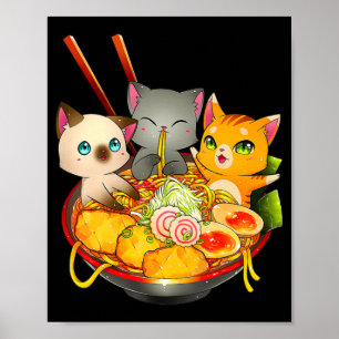 Ramen Cat Kawaii Neko Anime Otaku Cats Japans nr. Poster