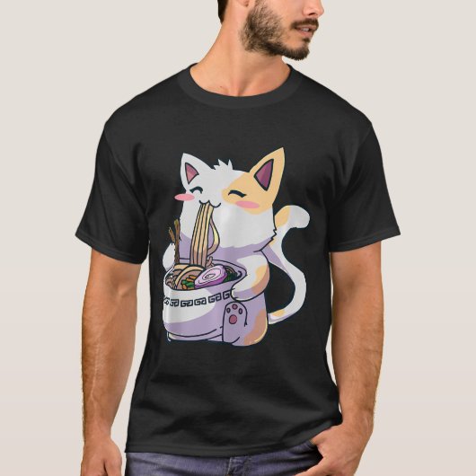 Ramen Cat Kawaii Neko Anime Schattige Japans cadea T-shirt (Voorkant)
