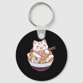 Ramen Cat Kawaii Neko Schattigee Anime Shirt voor Sleutelhanger (Voorkant)