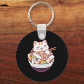 Ramen Cat Kawaii Neko Schattigee Anime Shirt voor  Sleutelhanger (Voorkant)