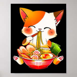 Ramen Cat Neko Anime Kawaii Japans voedsel Gift Gi Poster