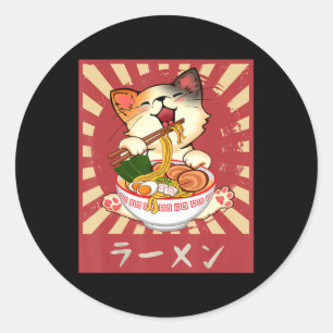 Ramen Cat Neko Anime Kawaii Japanse Merch Gifts G Ronde Sticker
