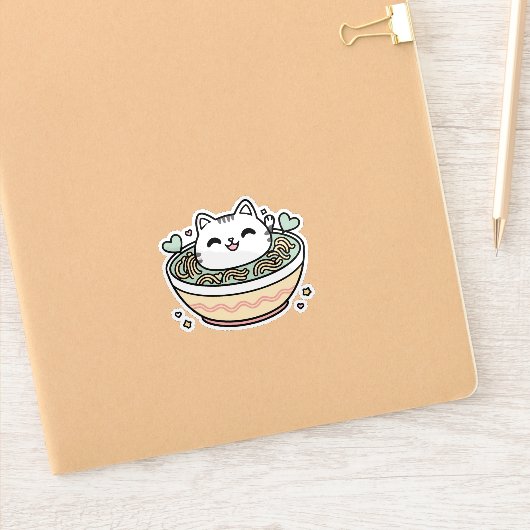 Ramen Cat - Schattige Kawaii Sticker (Notitieboek)