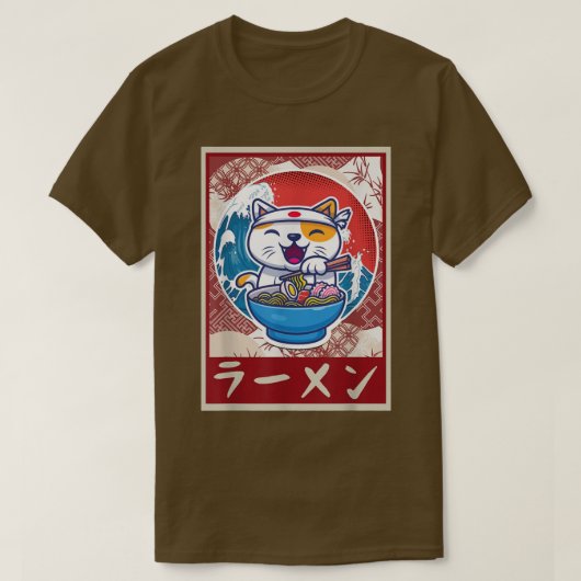 Ramen Cat Shirt Kawaii Anime Japanese Food Gift Te (Design voorkant)