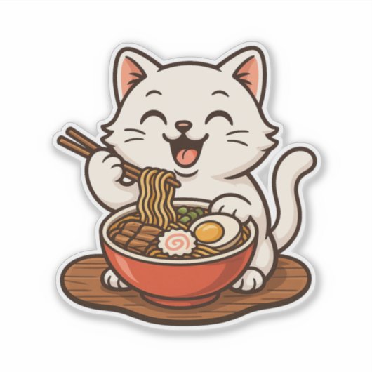 Ramen Cat Sticker (Voorkant)