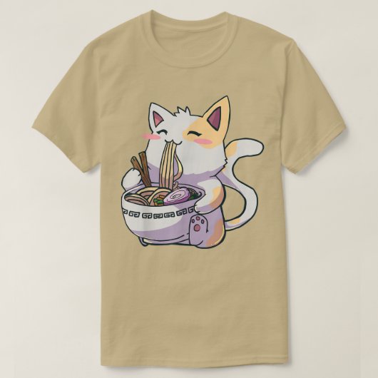 Ramen Cat T Kawaii Anime T-shirt Japanse Gift (Design voorkant)