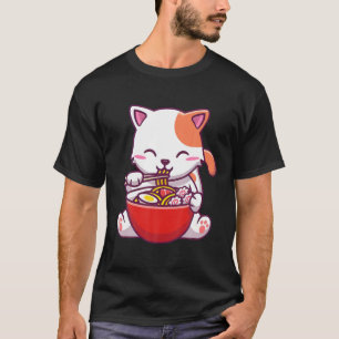 Ramen Cat T Kawaii Anime T-shirt Japanse noedels