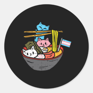 Ramen Cat Transgender LGBT Trans Pride Janpanese N Ronde Sticker