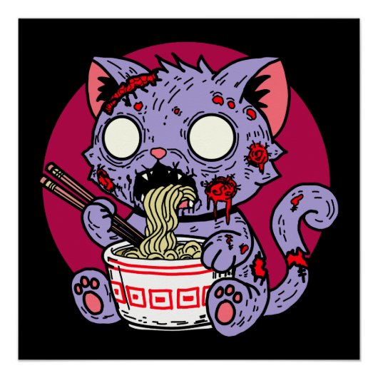 Ramen Cat Zombie Perfect Poster (Voorkant)