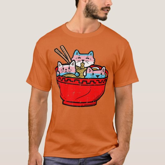 Ramen Cats Transgender TransPride Flag Japanner T-shirt (Voorkant)