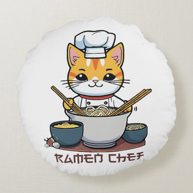 Ramen Chef Rond Kussen (Achterkant)