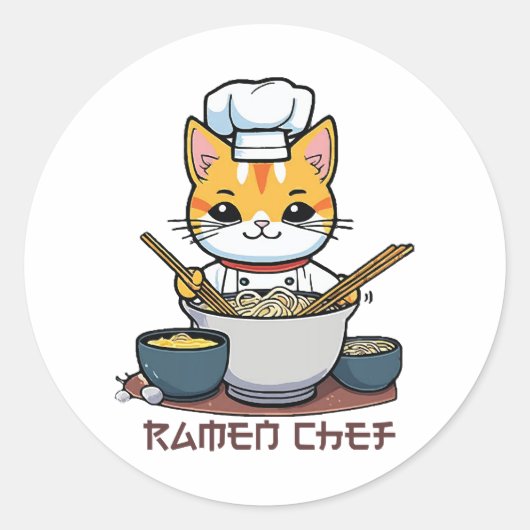 Ramen Chef Ronde Sticker (Voorkant)