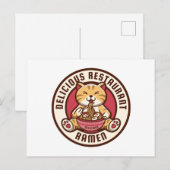 Ramen cute Cat Briefkaart (Voorkant / Achterkant)