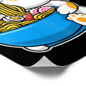 Ramen Cute Cat Kawaii Anime Japanse Food Neko Cat Poster (Hoek)