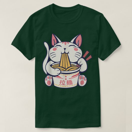 Ramen Cute Cat Kawaii Anime Tee Japanese T-shirt (Design voorkant)