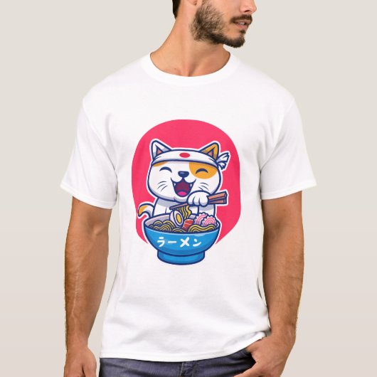 Ramen cute Cat T-shirt (Voorkant)