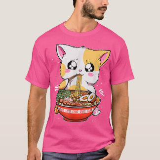 Ramen die kat Kawaii Anime Baka Japans eten T-shirt