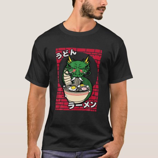 Ramen Dragon T-shirt Kawaii Cute Noodles Japans An (Voorkant)