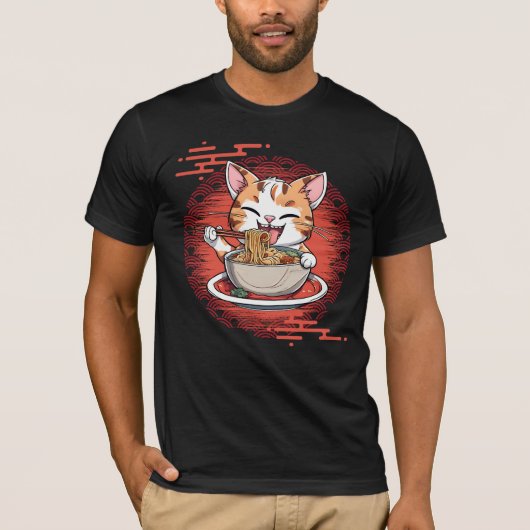 Ramen Eating Cat T-shirt (Voorkant)