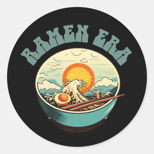 RAMEN ERA, japans eten, retro, geschenken cadeau Ronde Sticker (Voorkant)