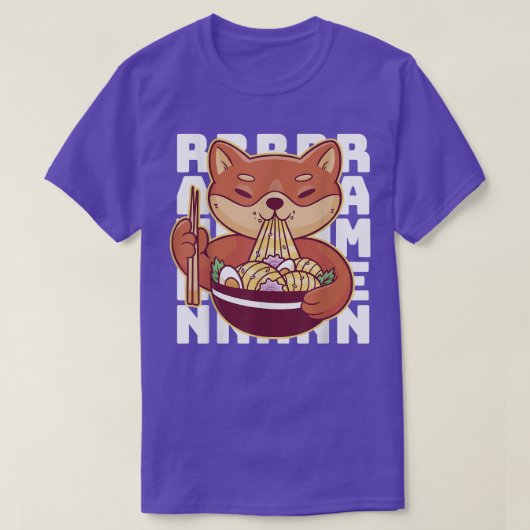 Ramen - Fox Eating Ramen Noodles T-shirt (Design voorkant)