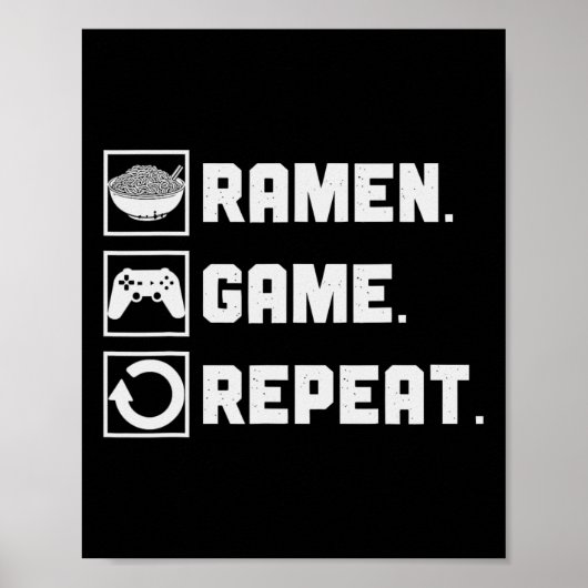 Ramen Game Herhaal Noodle Video Games Console Game Poster (Voorkant)