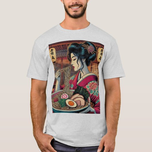 Ramen & Geisha - Ukiyo-e Style Art" T-shirt (Voorkant)