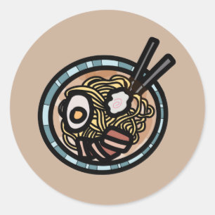 Ramen houdt van schattig Japans Ronde Sticker