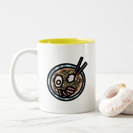 Ramen houdt van schattig Japans Tweekleurige Koffiemok (Met donut)