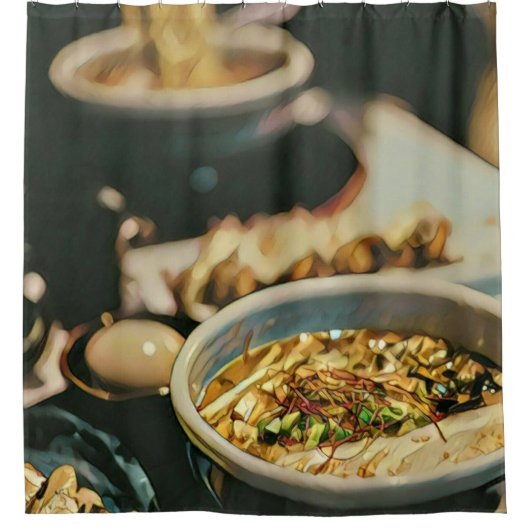 Ramen-illustraties Douchegordijn (Voorkant)