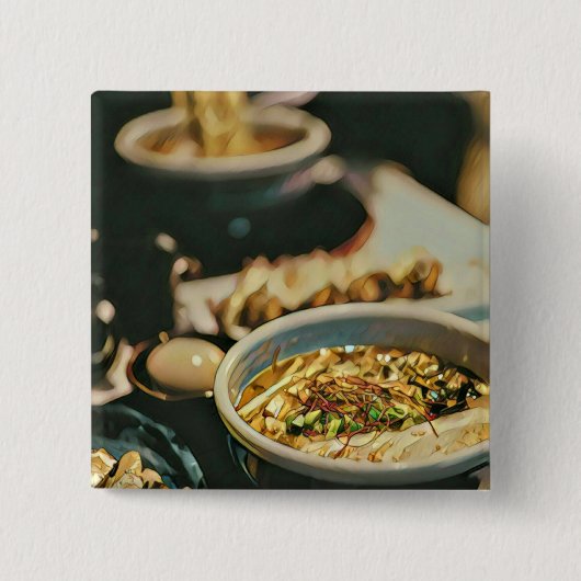Ramen-illustraties Vierkante Button 5,1 Cm (Voorkant)