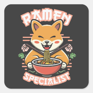 Ramen Inu - Specialist Shiba Inu Eating Ramen Vierkante Sticker