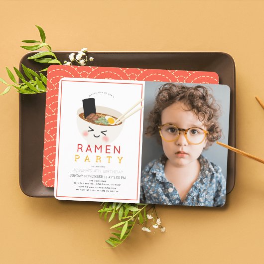 Ramen Japanese Chinese Noodle Kind foto verjaardag Kaart