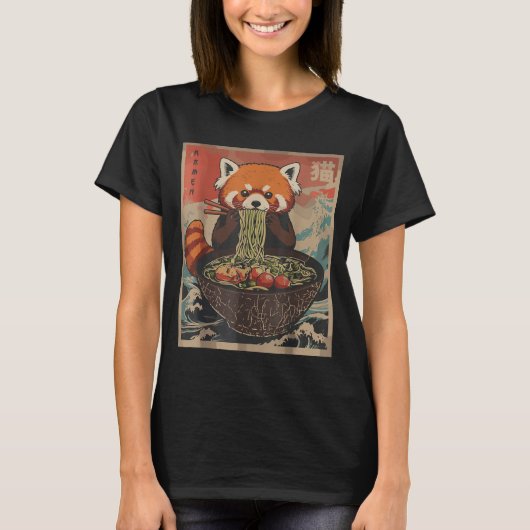 Ramen Japanese Graphic Tees Red Panda Anime Shirts (Voorkant)