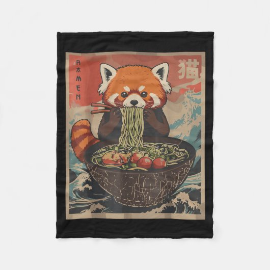 Ramen Japanese Graphic Tees Red Panda Anime Shirts Fleece Deken (Voorkant)