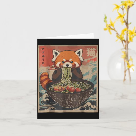 Ramen Japanese Graphic Tees Red Panda Anime Shirts Kaart (Gele Bloem)
