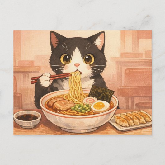 Ramen Kat Ansichtkaart Briefkaart (Voorkant)