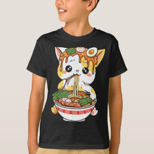 Ramen Kat Design Kawaii Stijl Grappige Japanse Ani T-shirt