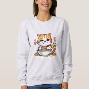 Ramen Kat Eating Noedels Design T-shirt