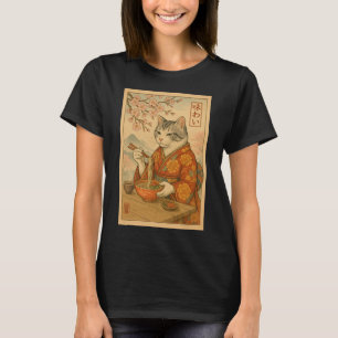 Ramen Kat - Japanse Stijl Kat Genietend van Noedel T-shirt