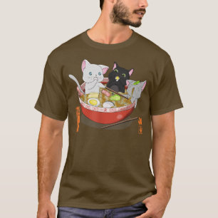 ramen kat kawaii neko katten japanse noedels t-shirt