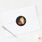 Ramen kat, Ramen noedels, Japans Ramen kat Ronde Sticker (Envelop)