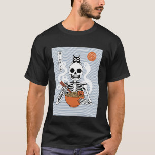 Ramen Kat Skelet Halloween Japanse Noedels Grappig T-shirt